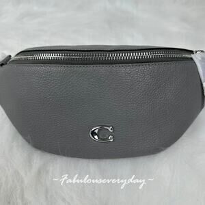 Coach Men's Charter Belt Bag 7 in Leather/Silver/Charcoal CP402 NWT